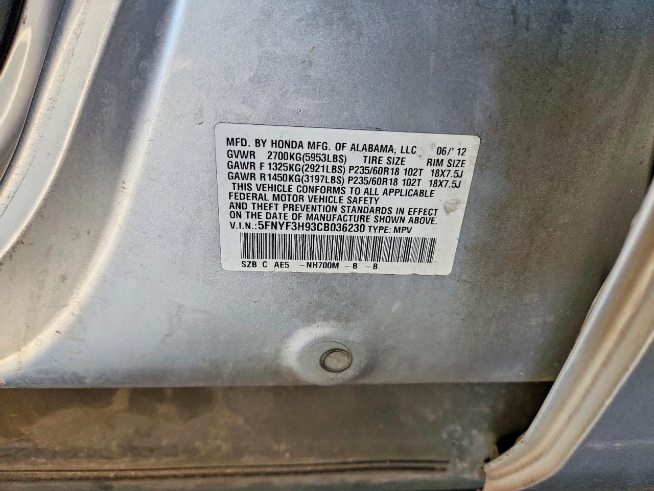 2012 Honda Pilot Touring