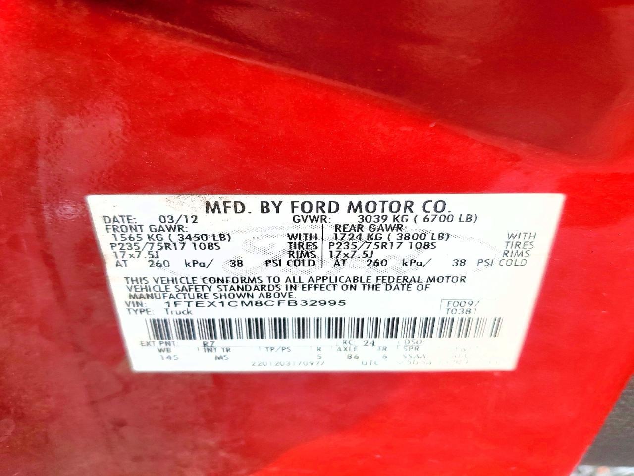 2012 Ford F150 Super cab