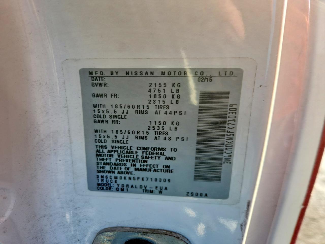 2015 Nissan NV200 Utility / Service Van
