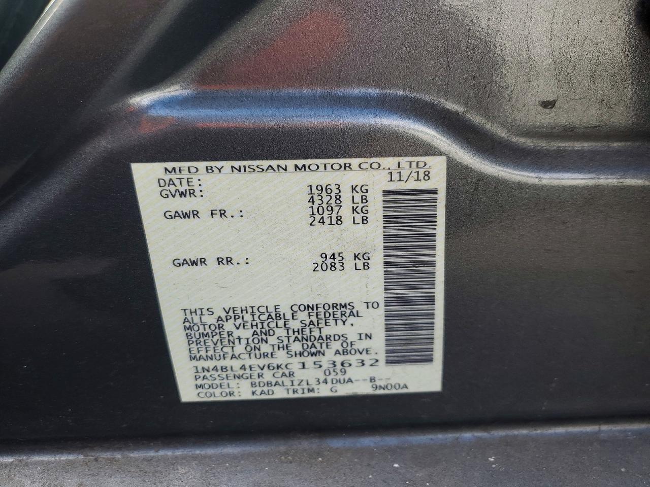 2019 Niss Altima 2.5 sl