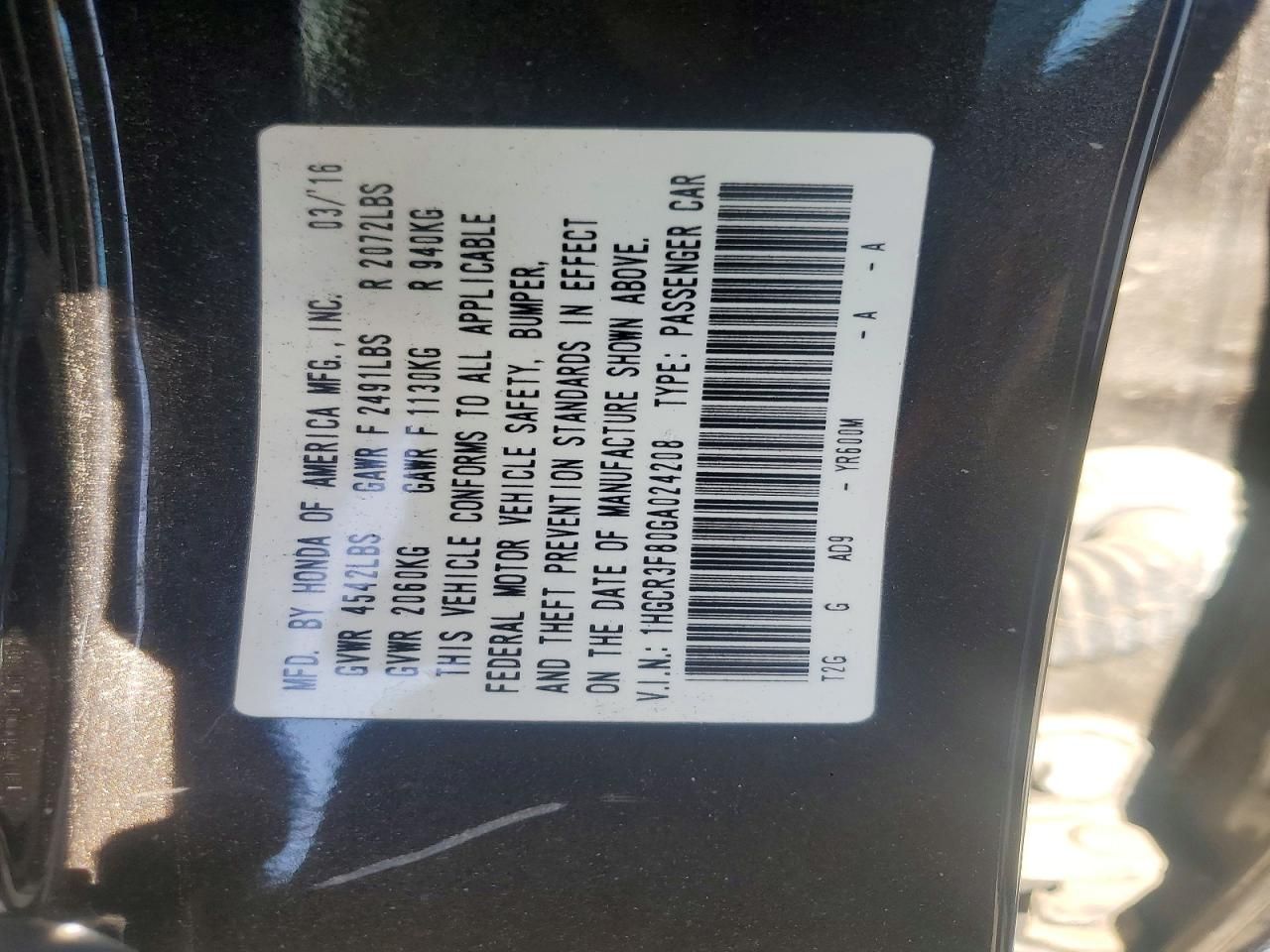 2016 Honda Accord exl