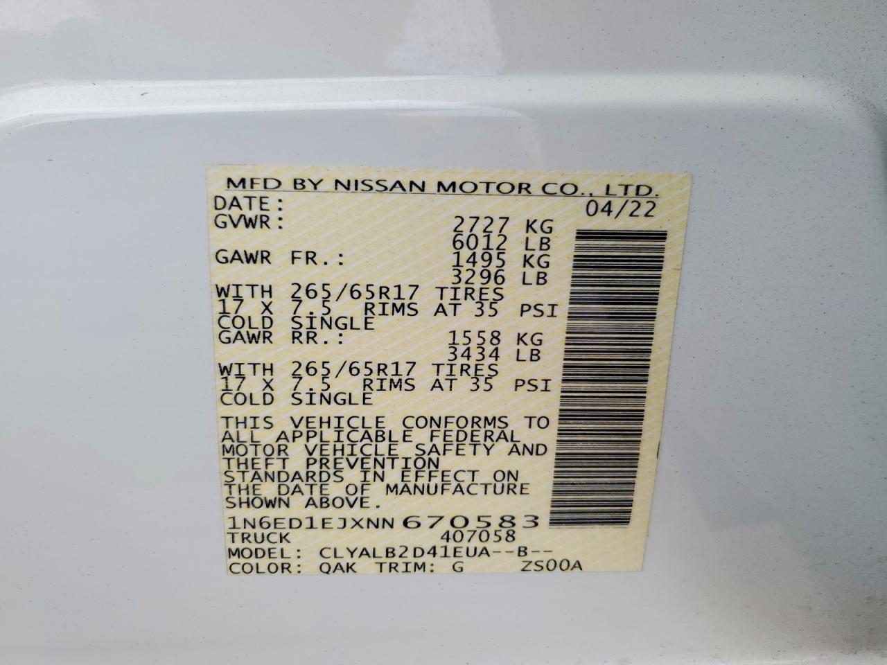 2022 Nissan Frontier SV