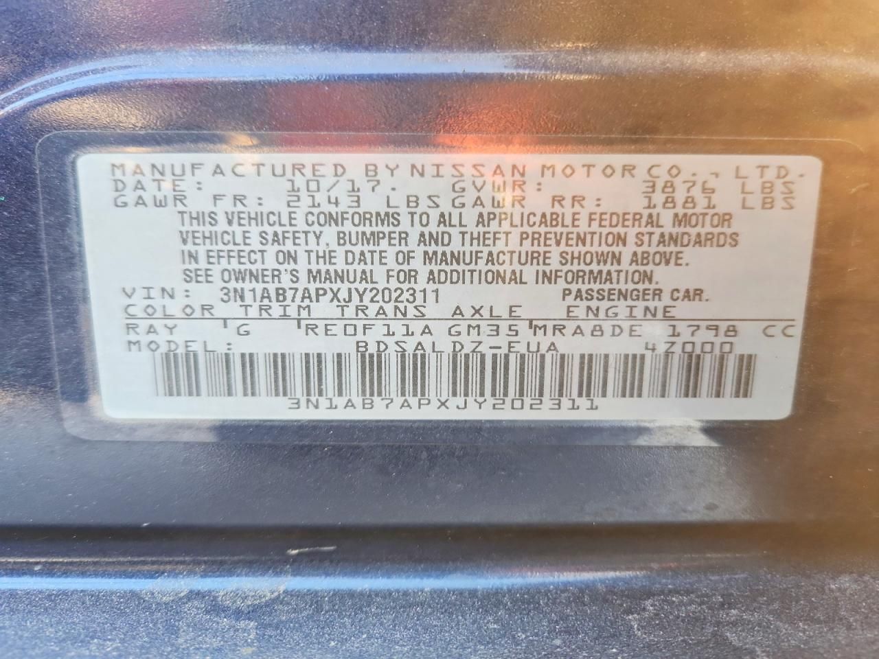 2018 Nissan Sentra s