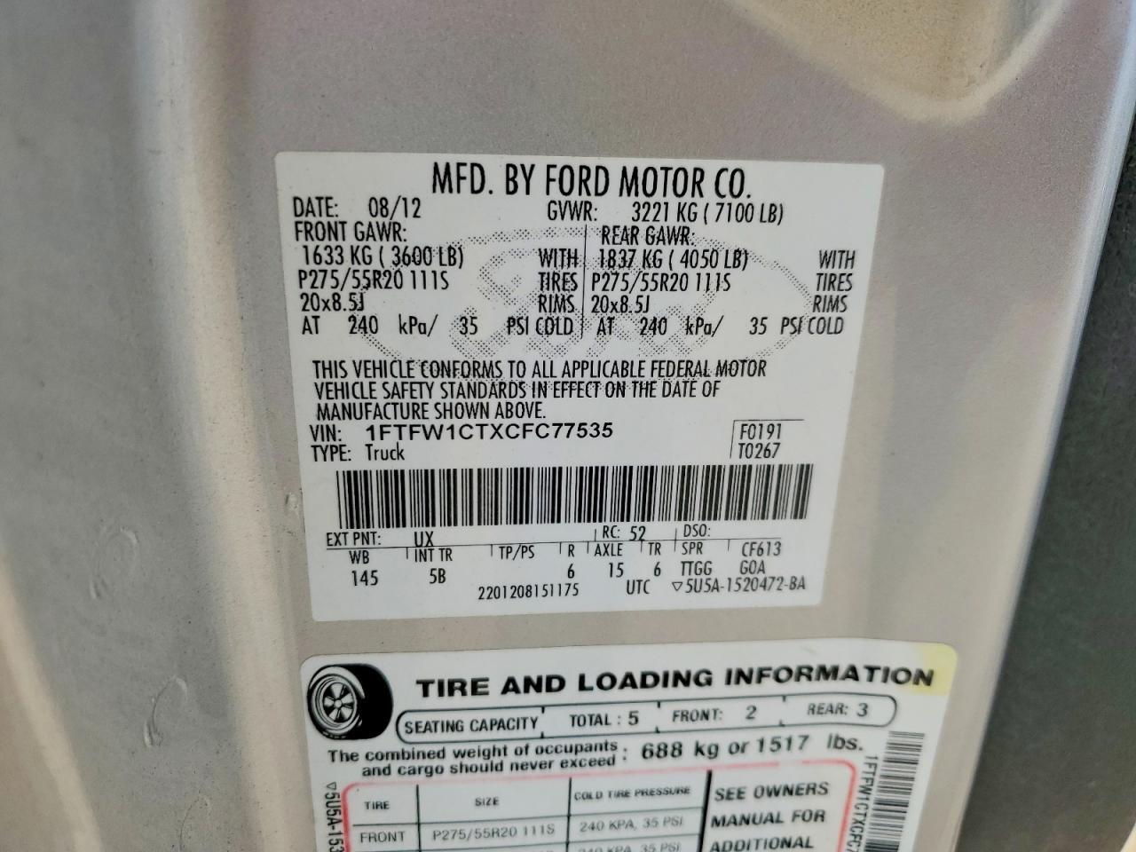 2012 Ford F150 Supercrew