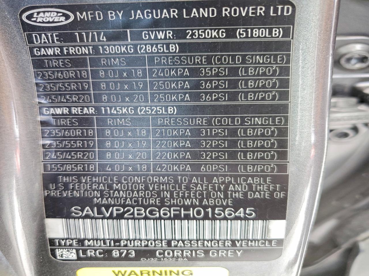 2015 Land Rover Range Rover Evoque Pure Plus