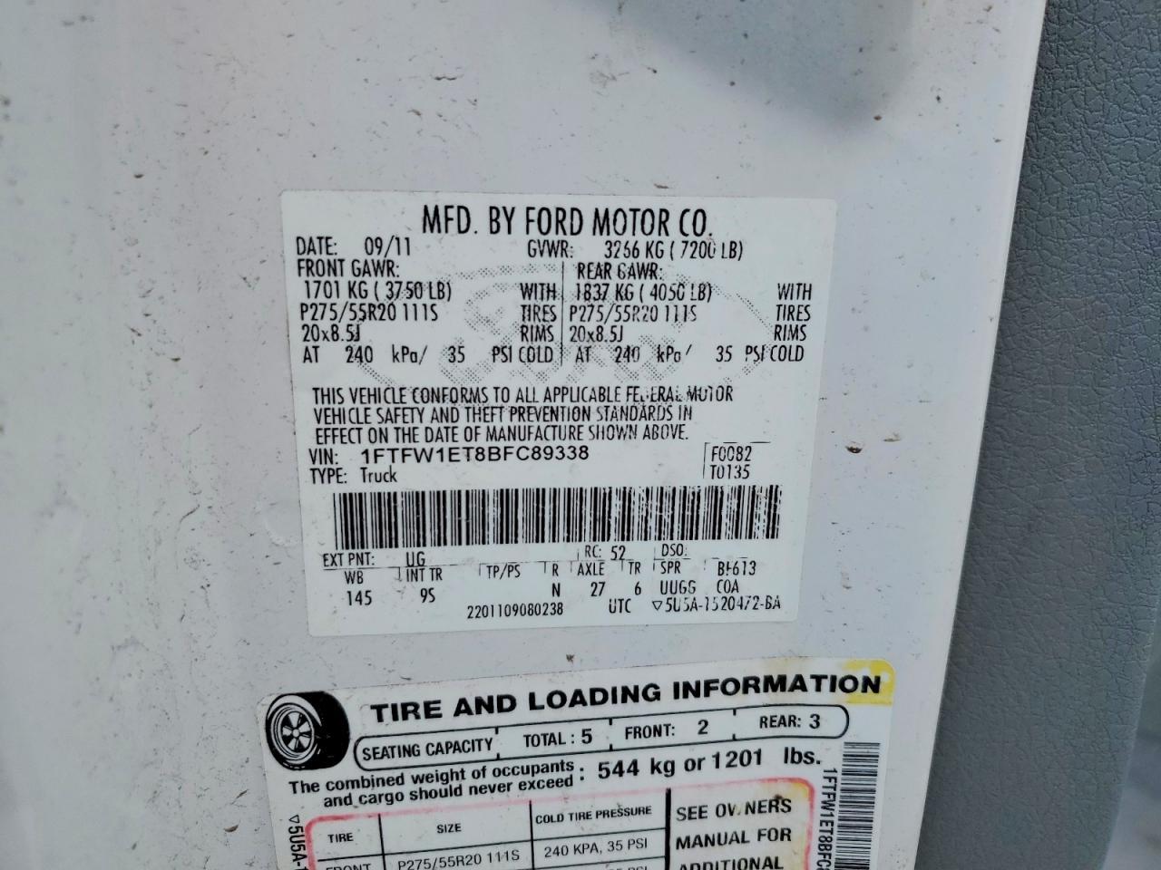 2011 Ford F150 Supercrew