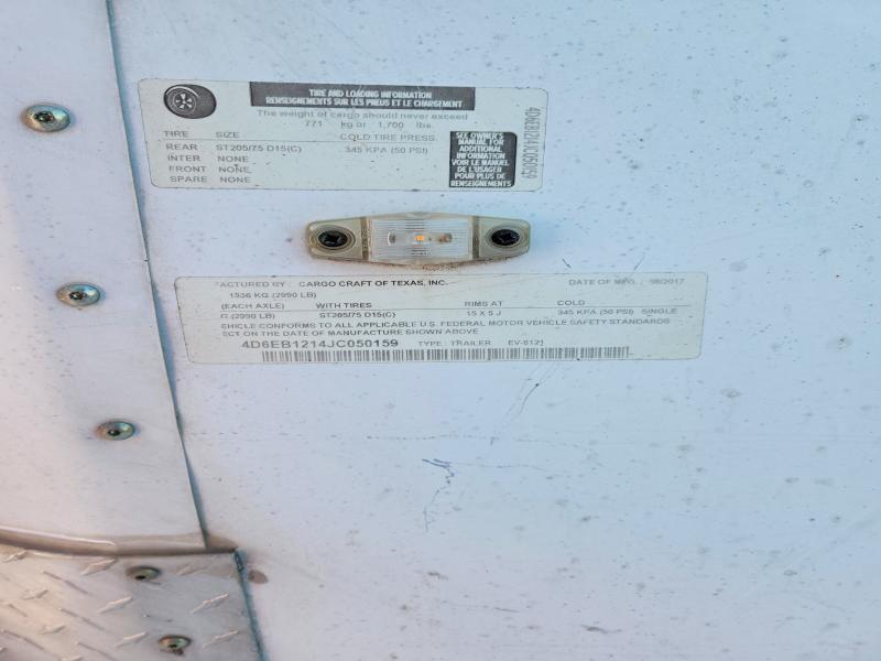 2018 Cargo EV612 Enclosed Cargo Trailer