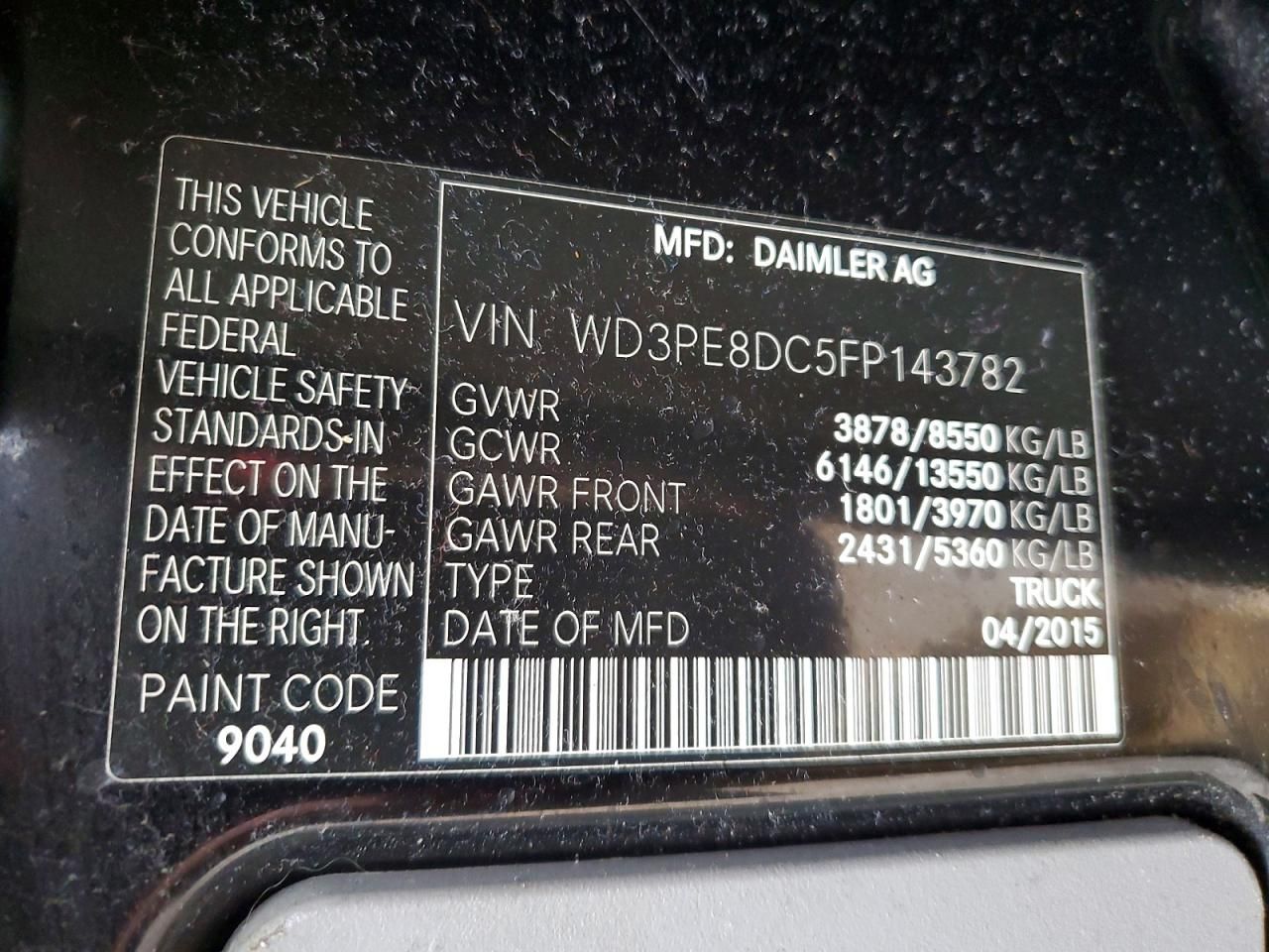 2015 Mercedes-Benz Sprinter 2500