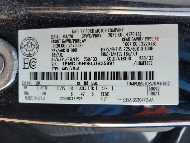 2020 Ford Escape sel