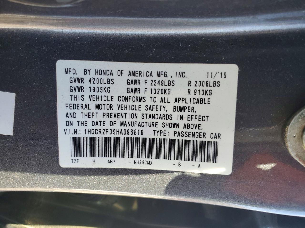 2017 Honda Accord lx