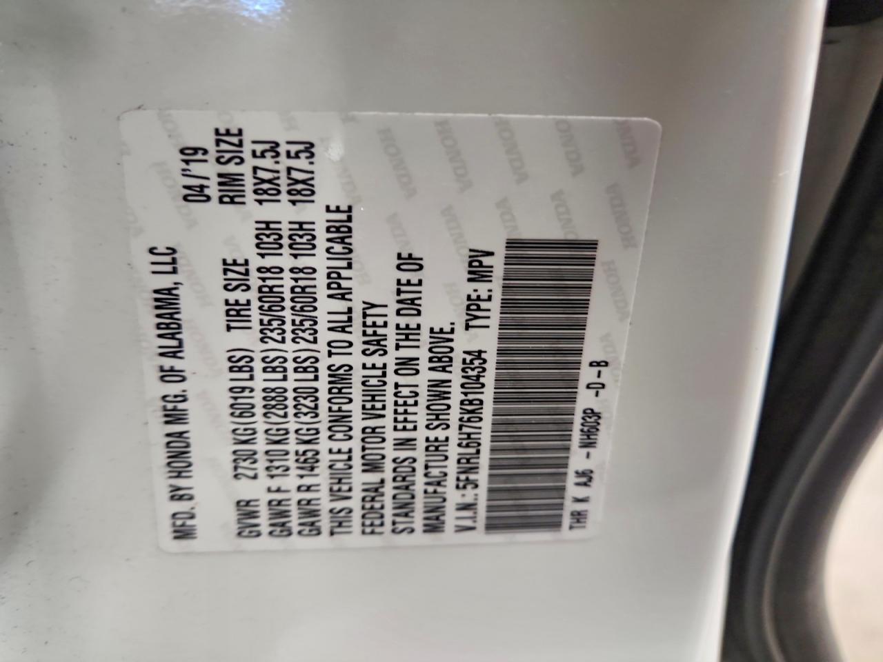 2019 Honda Odyssey exl