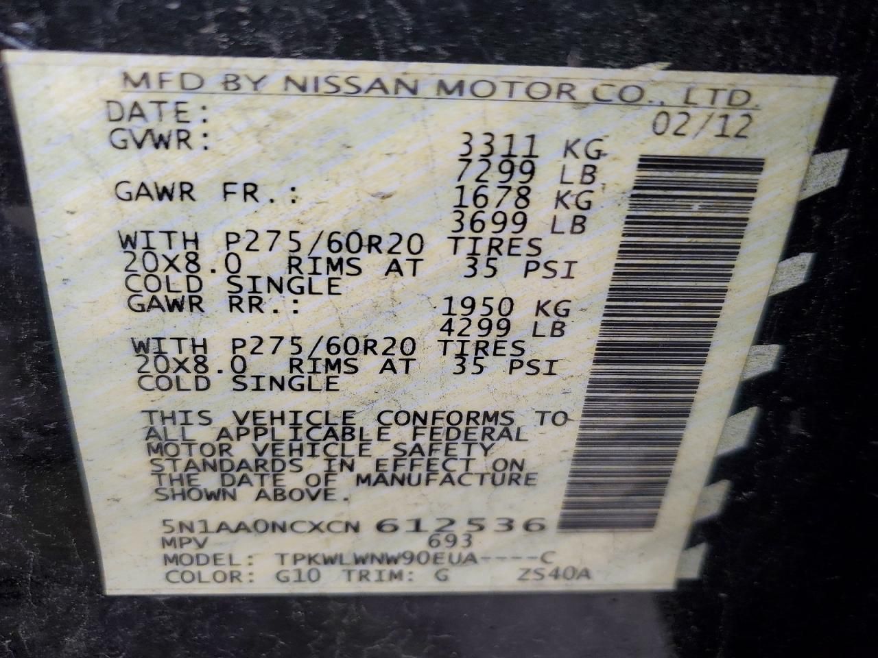 2012 Nissan Armada sv