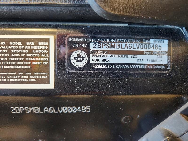 2020 Skidoo Renegade Adrena