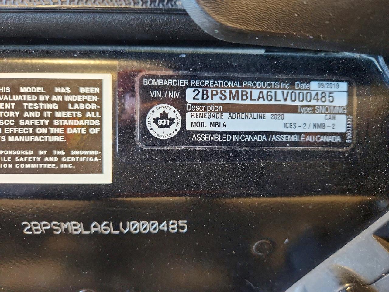 2020 Skidoo Renegade Adrena