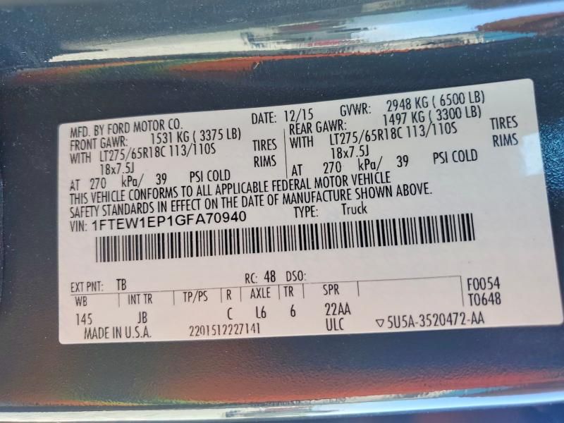 2016 Ford F150 Supercrew