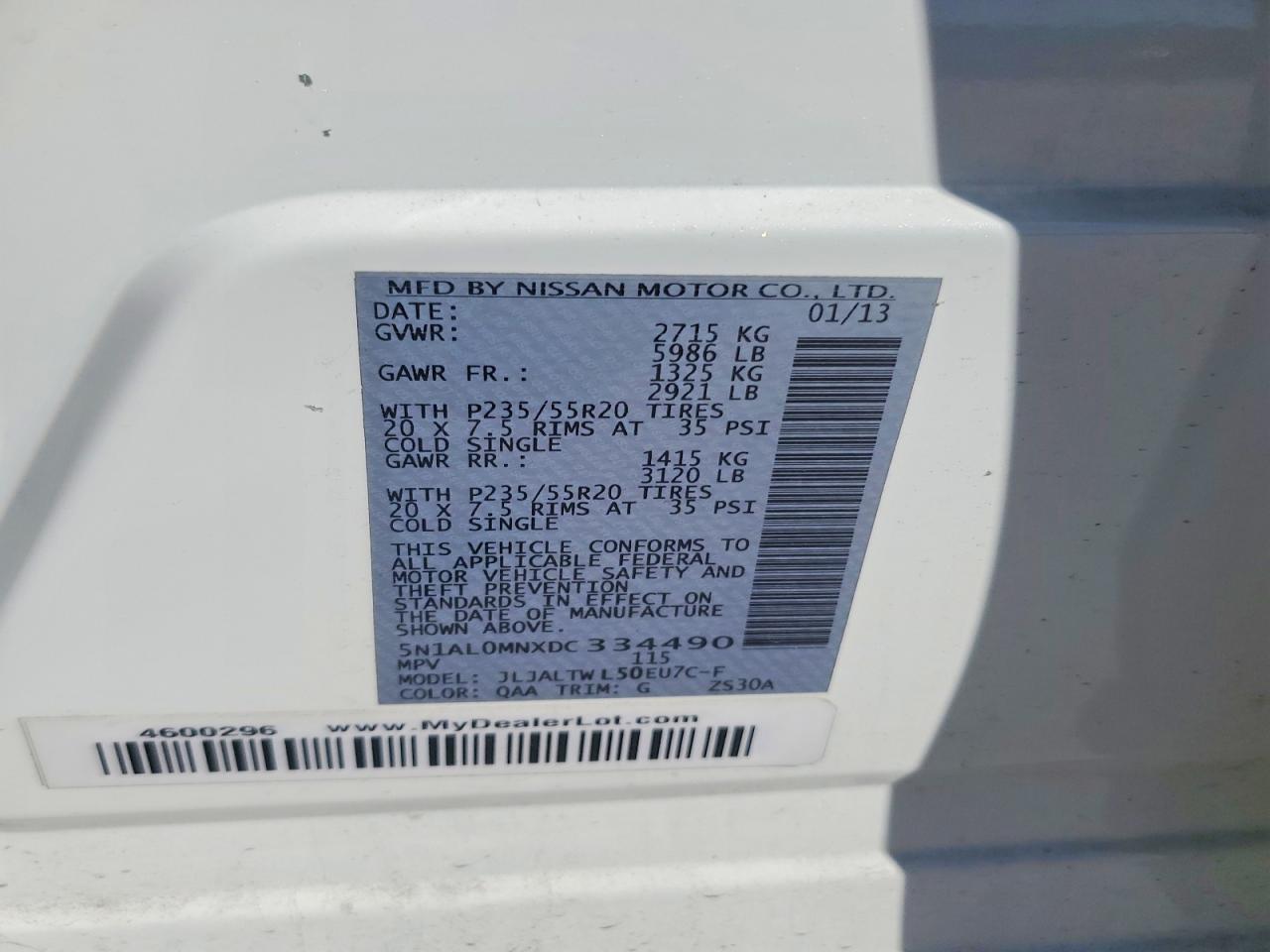 2013 Infinity Jx35 Base