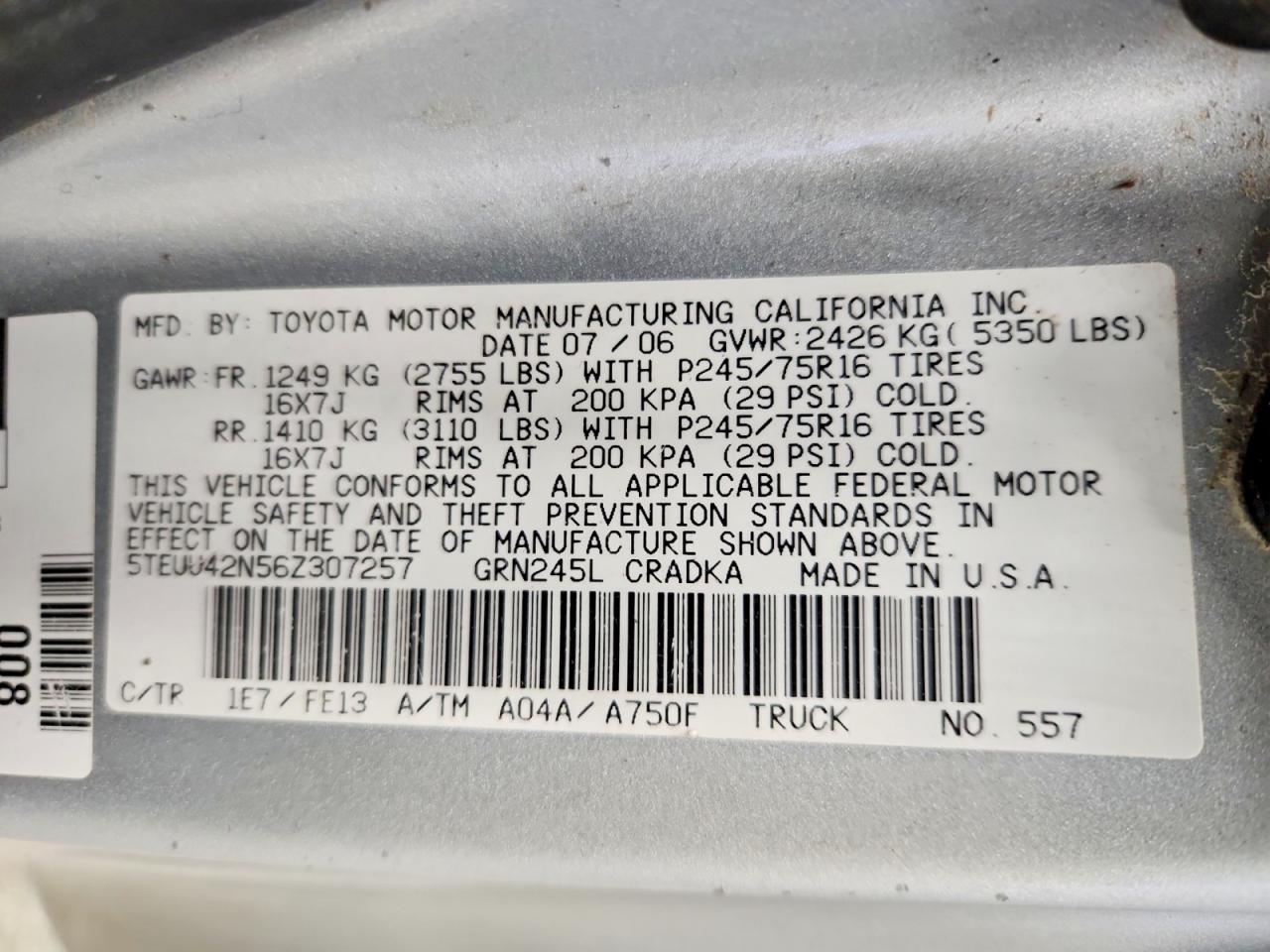2006 Toyota Tacoma Access Cab