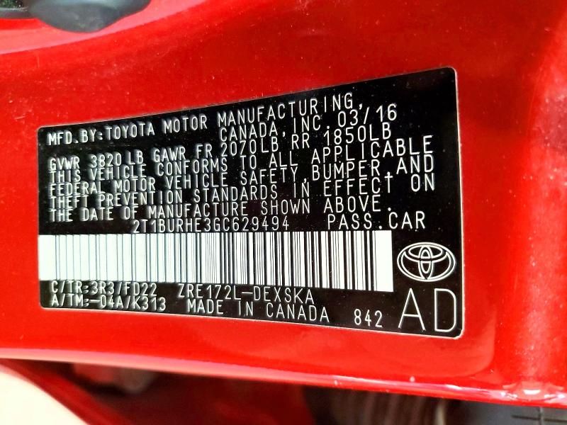 2016 Toyota Corolla l