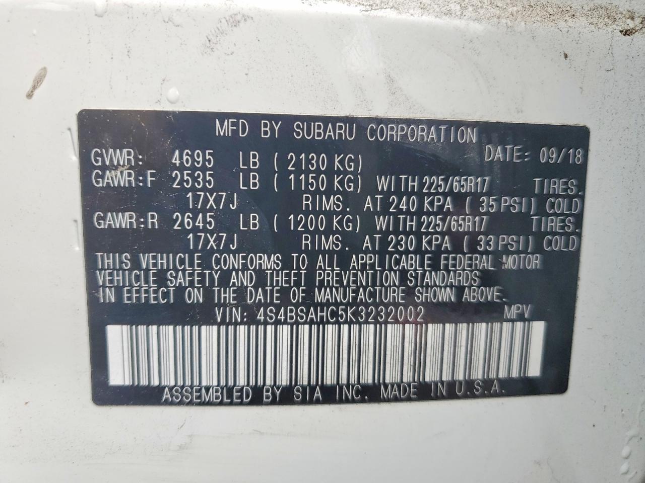 2019 Subaru Outback 2.5i Premium