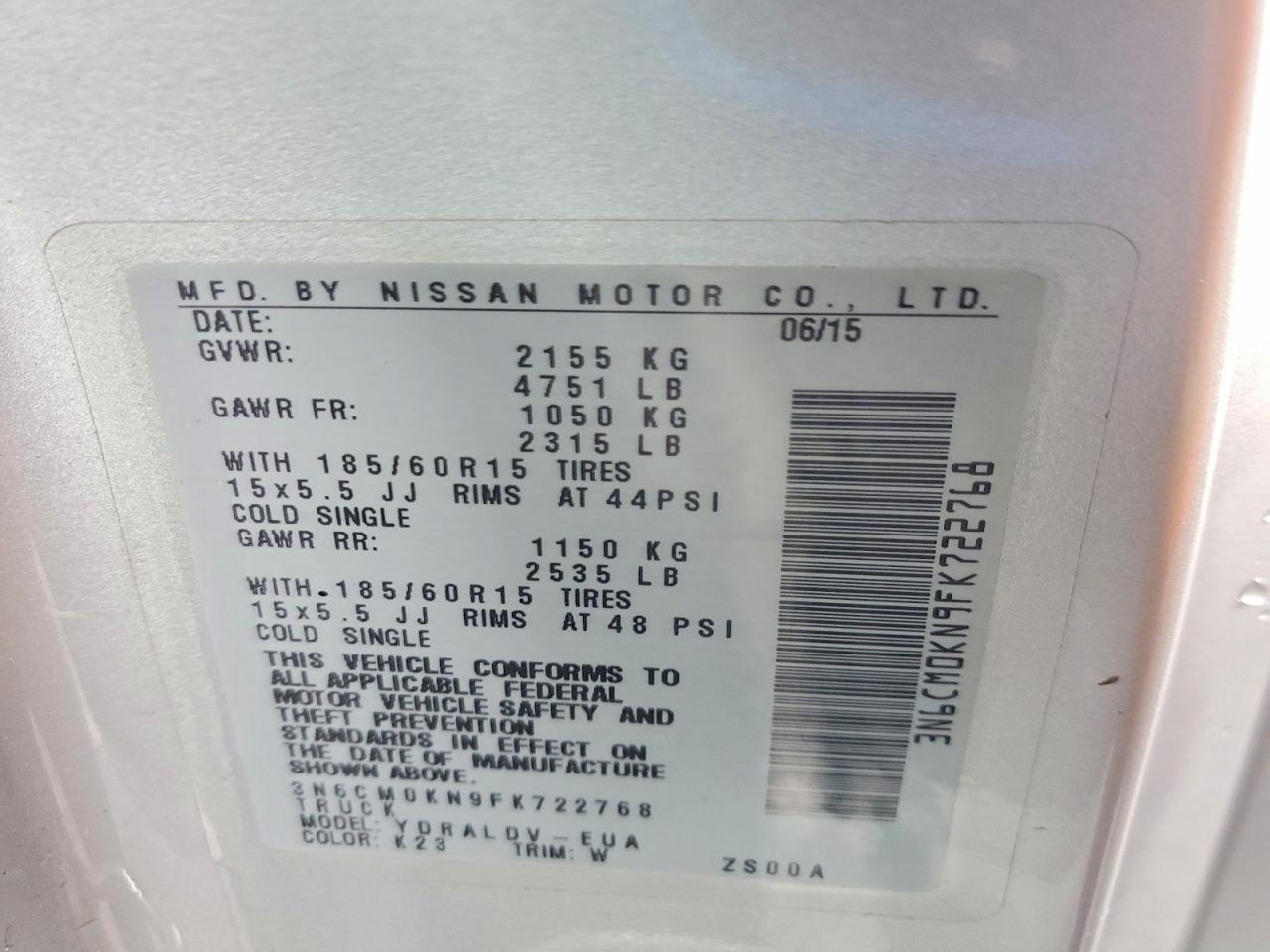 2015 Nissan NV200 Delivery Van