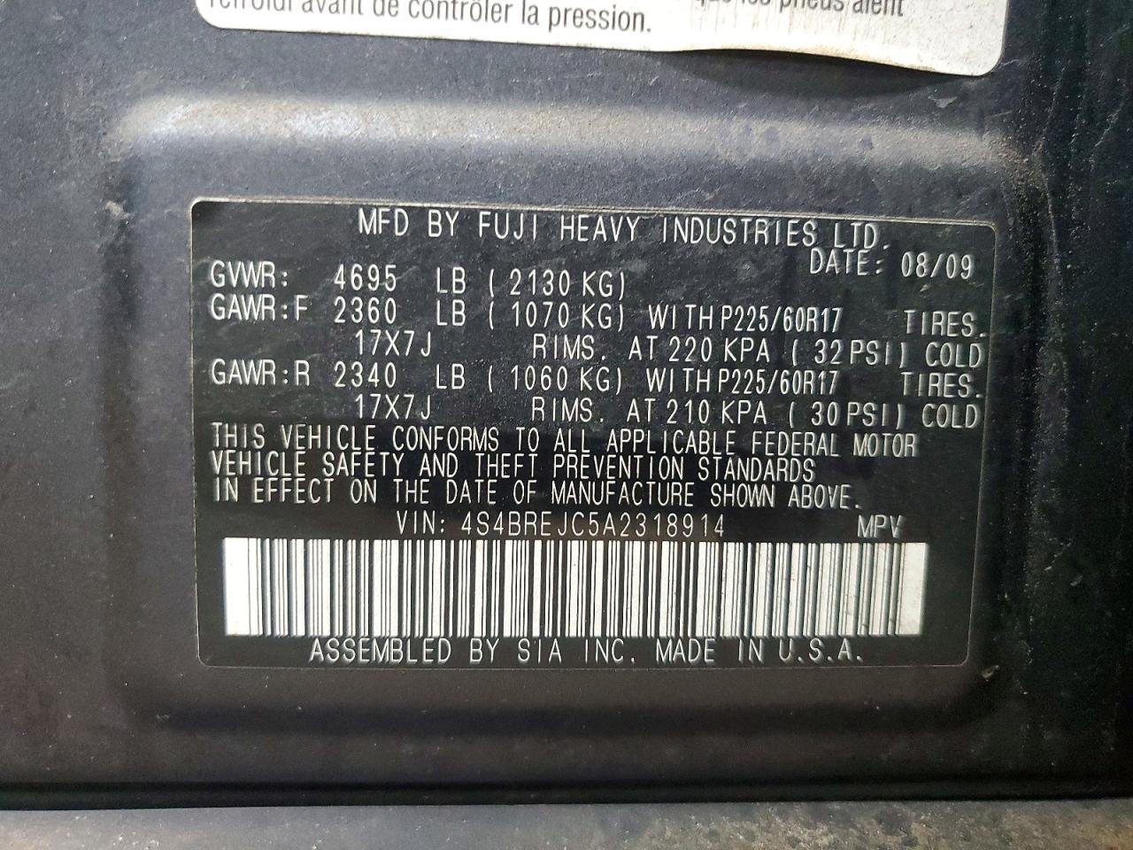2010 Subaru Outback 3.6r Limited