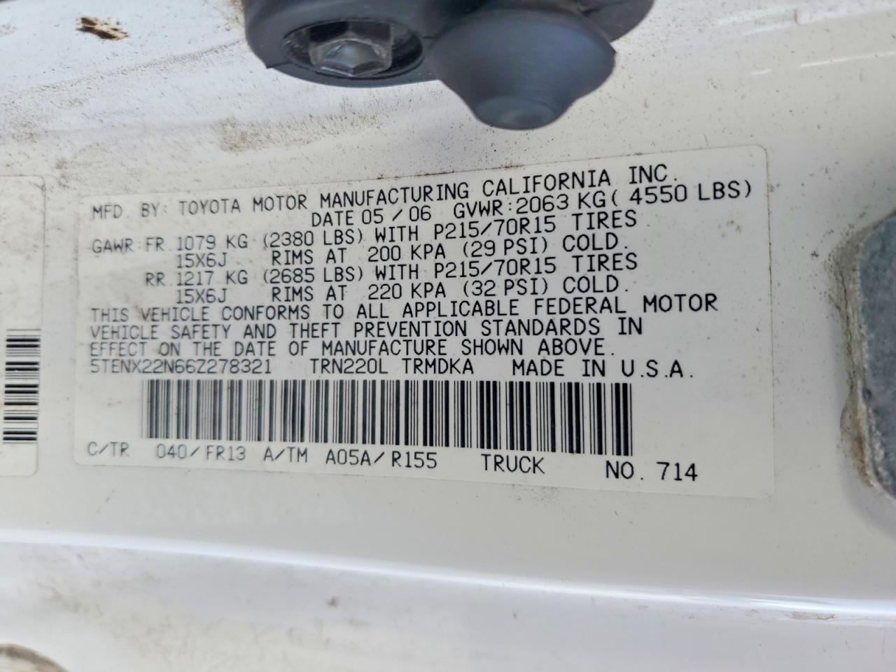 2006 Toyota Tacoma Flatbed Truck