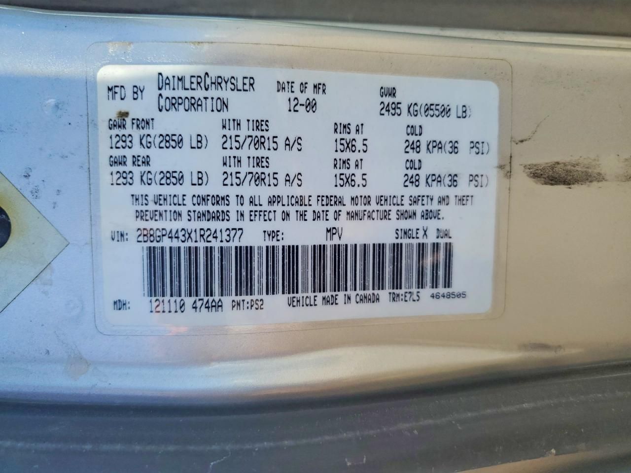 2001 Dodge Grand Caravan Sport