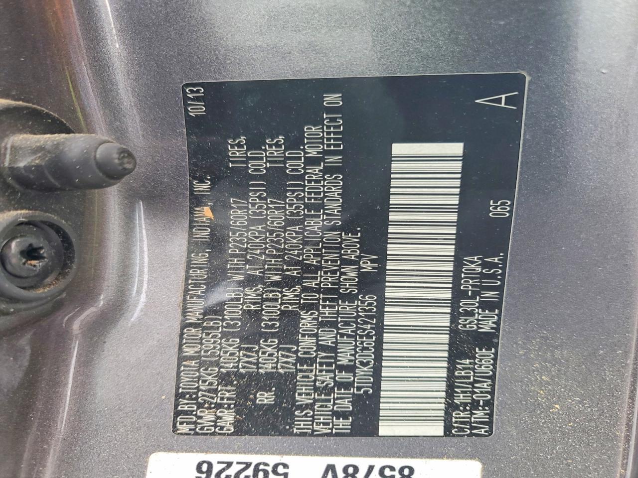 2014 Toyota Sienna xle 8-passenger