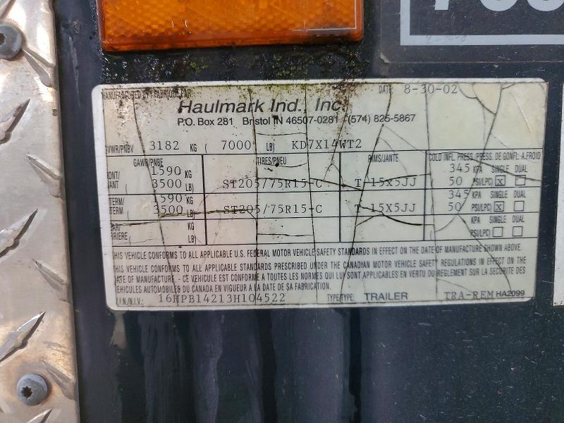 2003 Haulmark 2002 Haulmark HA2099 Enclosed Cargo Trailer