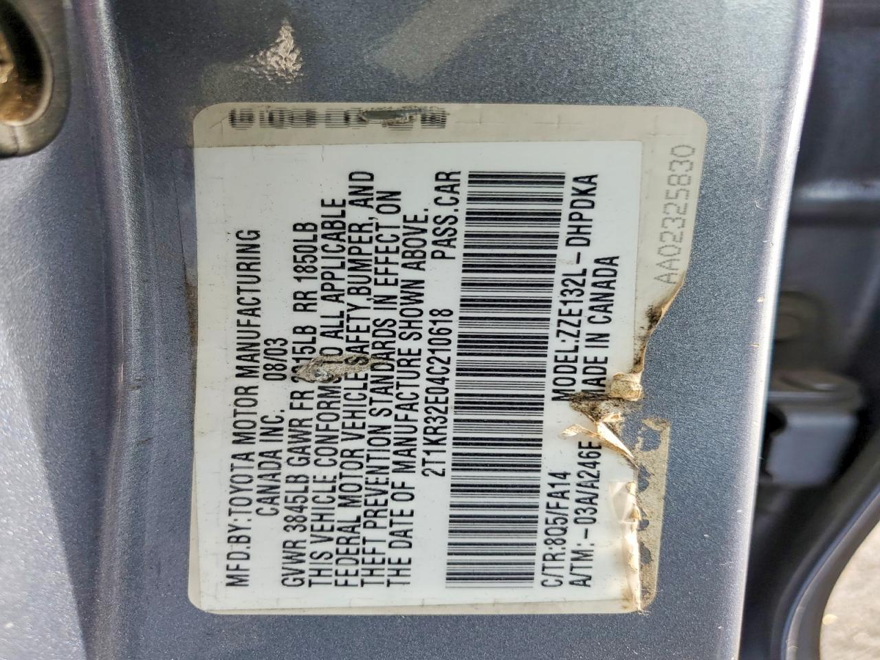 2004 Toyota Matrix Base
