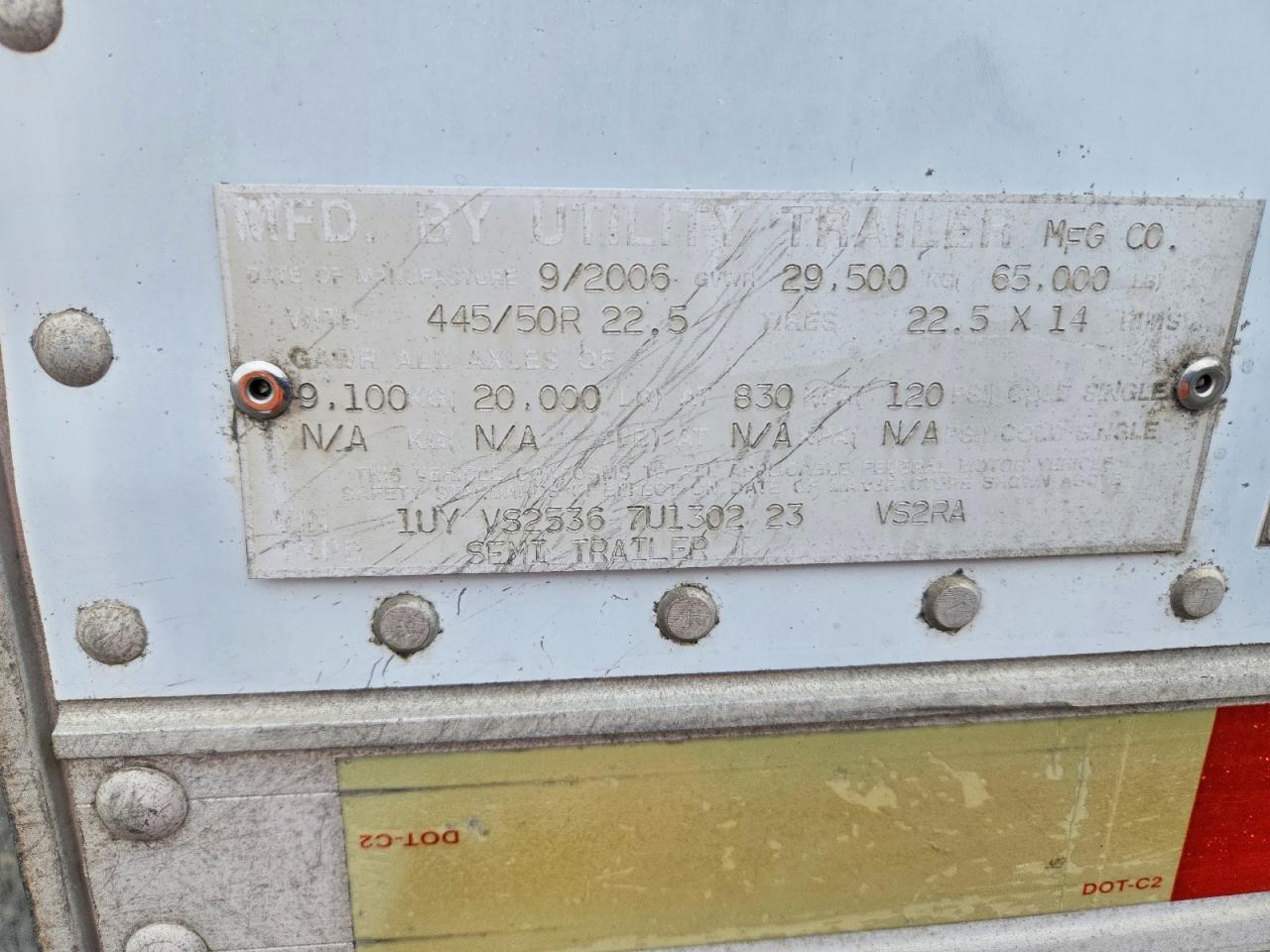 2007 Utility VS2RA Refrigerated Van Trailer