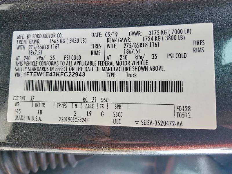 2019 Ford F150 Supercrew