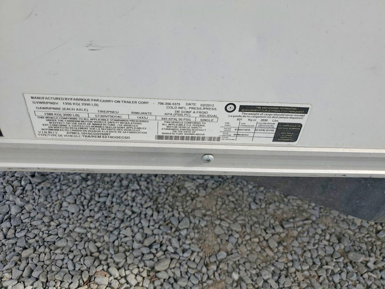 2010 Carry-On 6X10CGECSD Enclosed Cargo Trailer