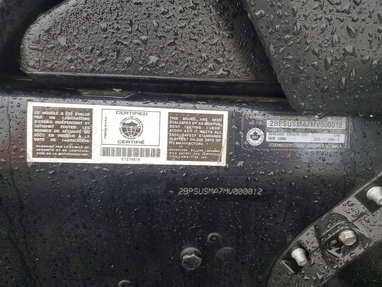 2021 Skidoo 2021 Skid RENEGADEENDRO600R