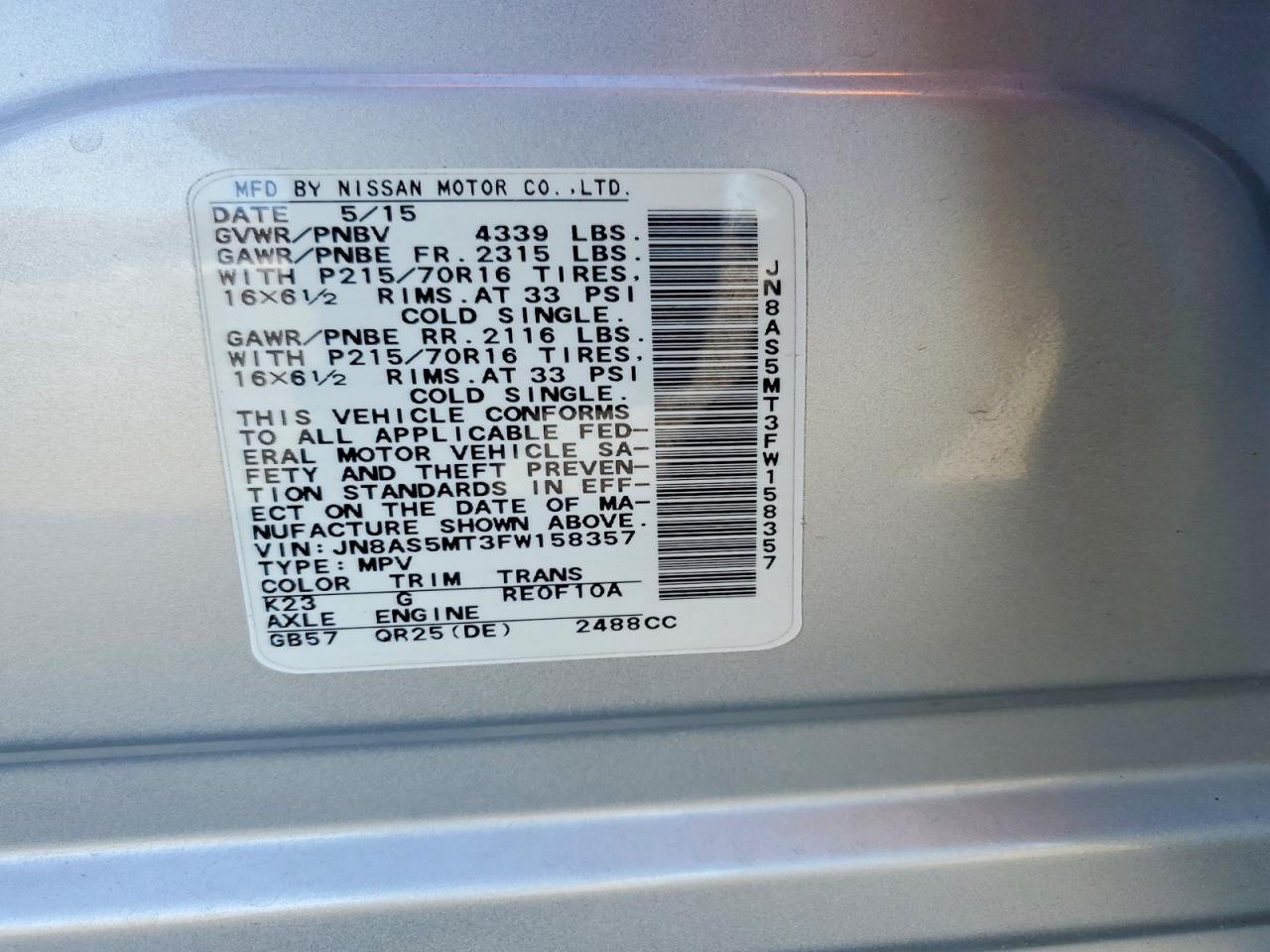 2015 Nissan Rogue Select s