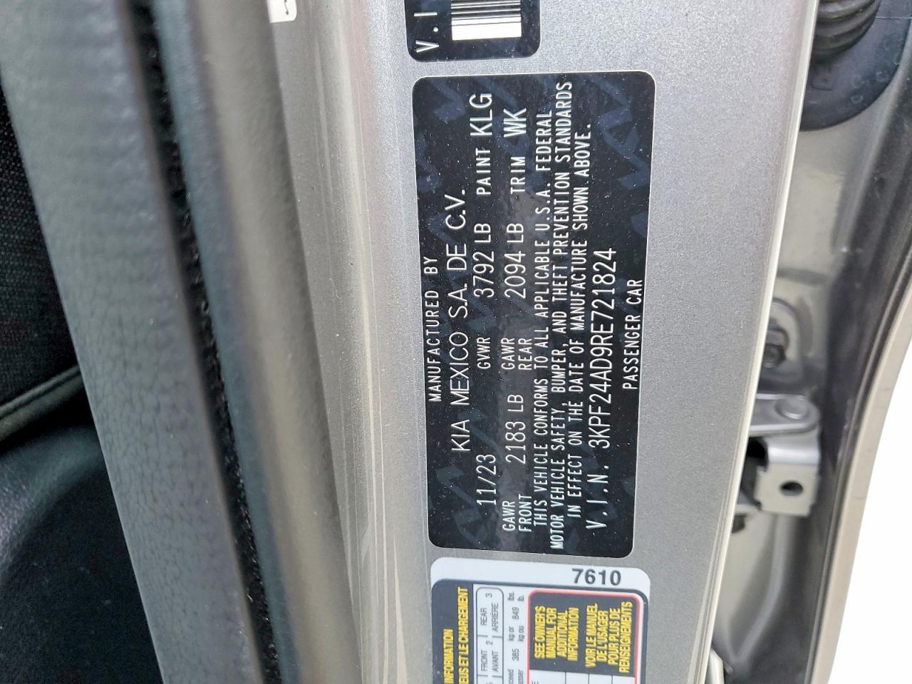 2024 KIA Forte lx