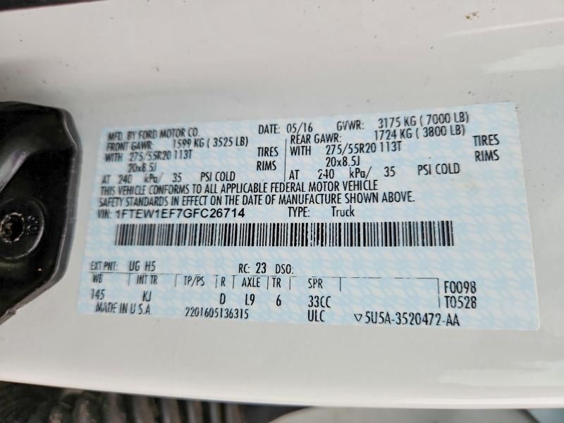 2016 Ford F150 Supercrew