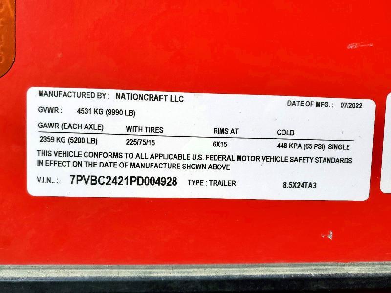 2023 Nationcraft 8.5X24TA3 Enclosed Cargo Trailer