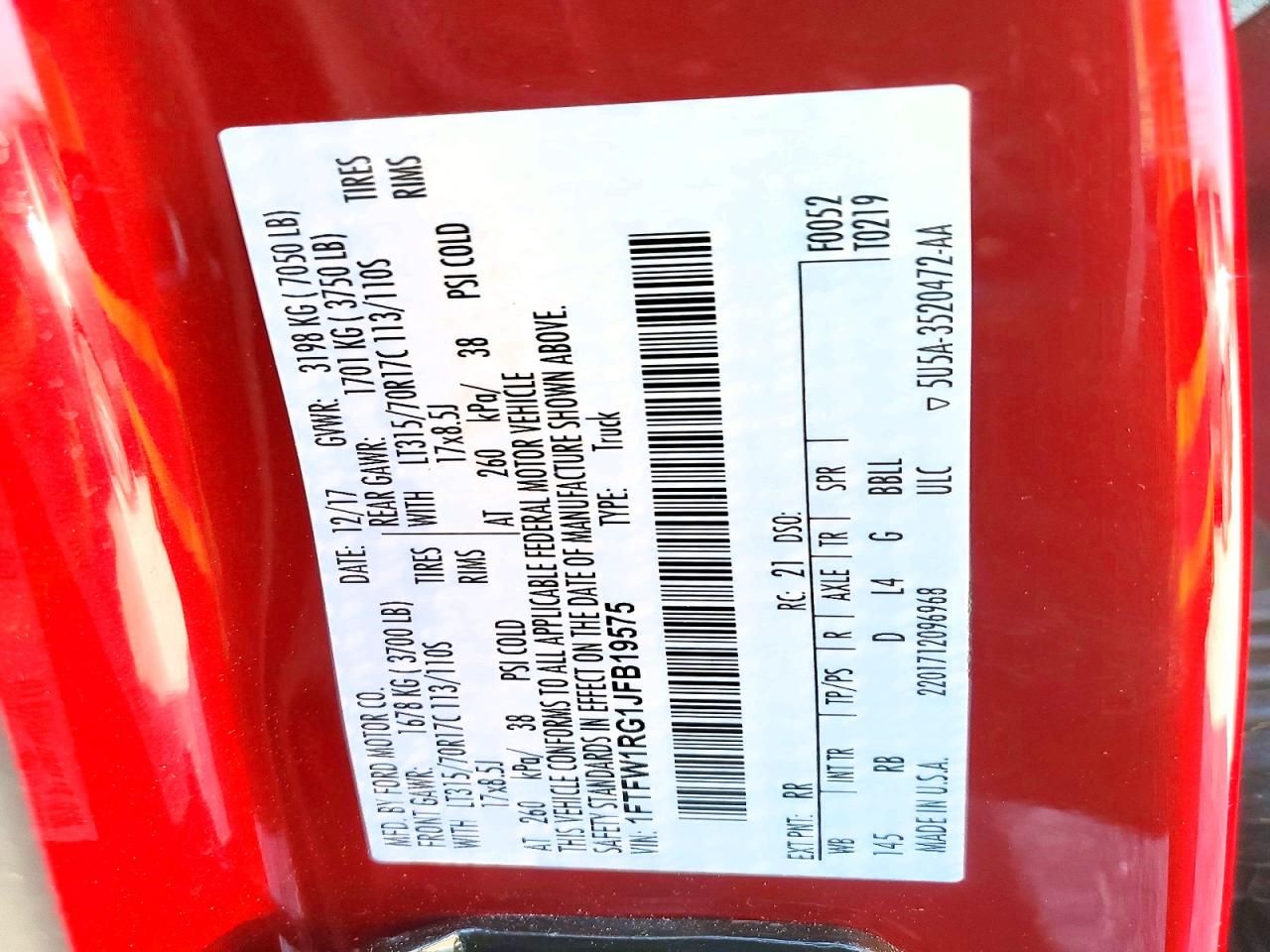 2018 Ford F150 Raptor