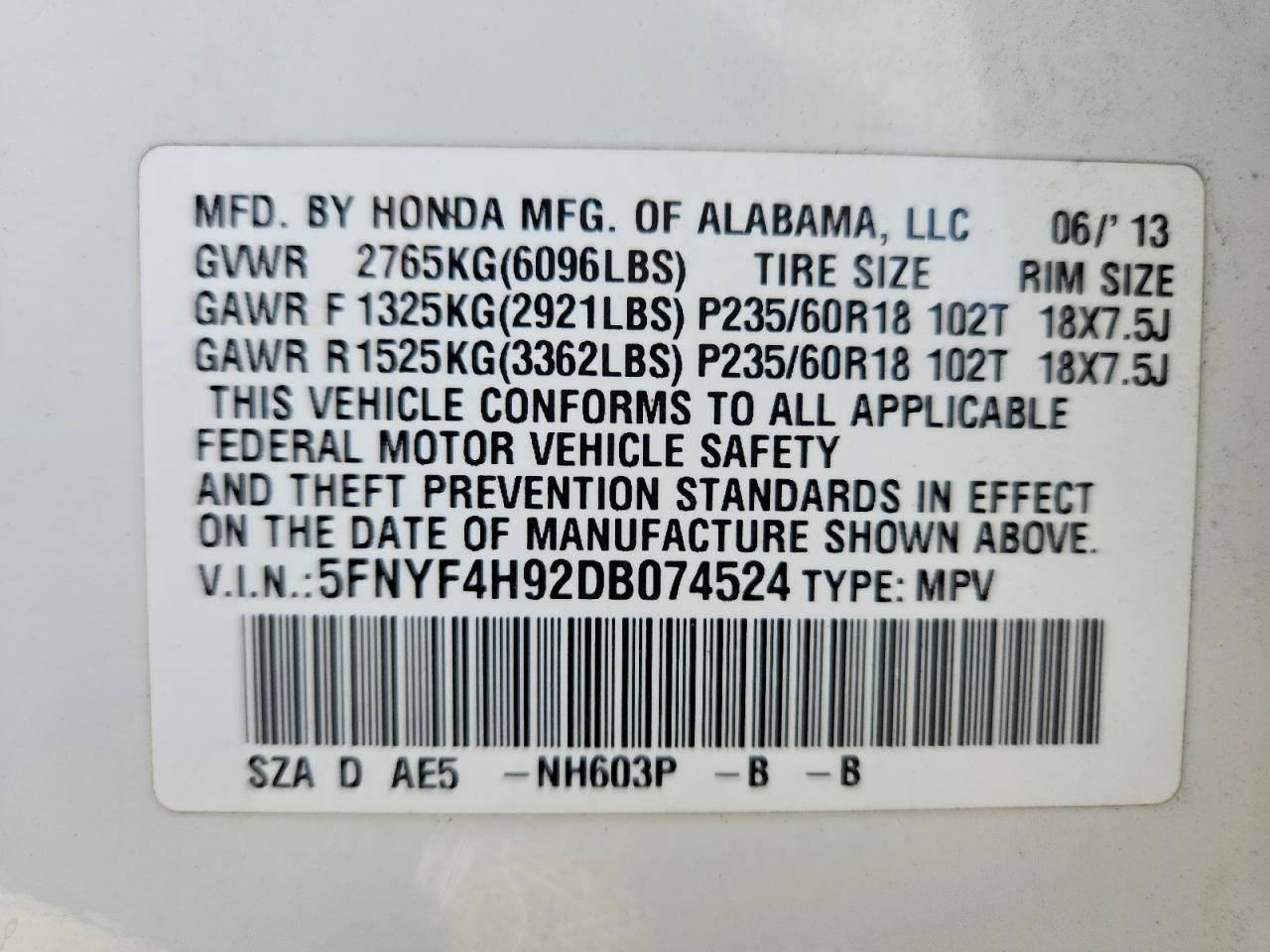 2013 Honda Pilot Touring