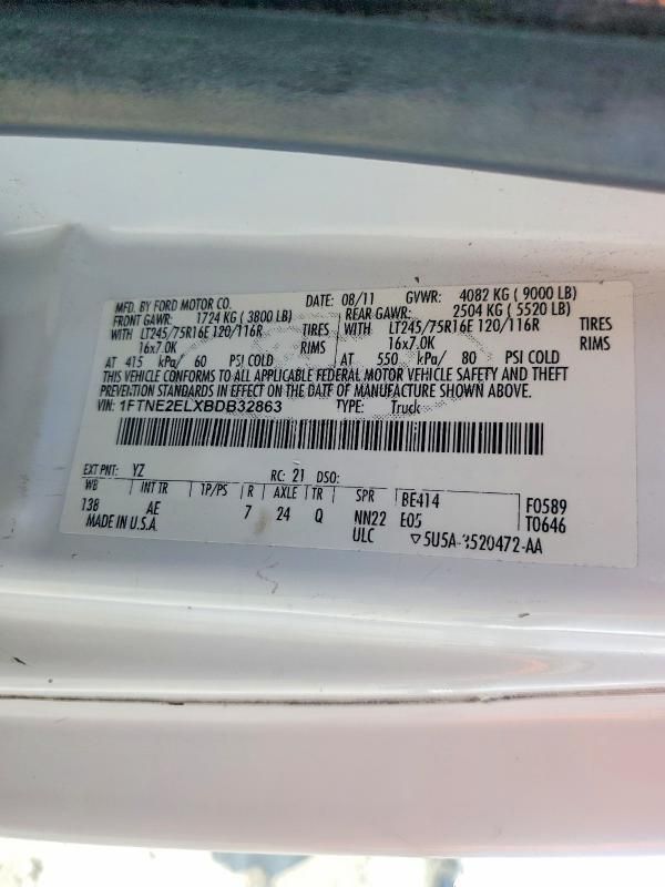 2011 Ford E250 Utility / Service van