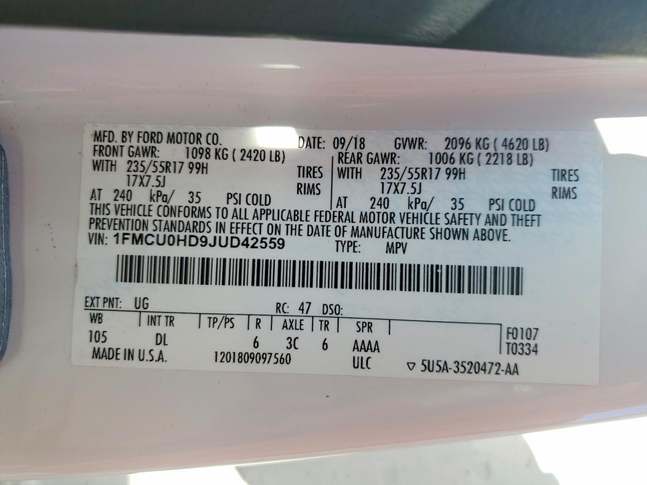 2018 Ford Escape sel