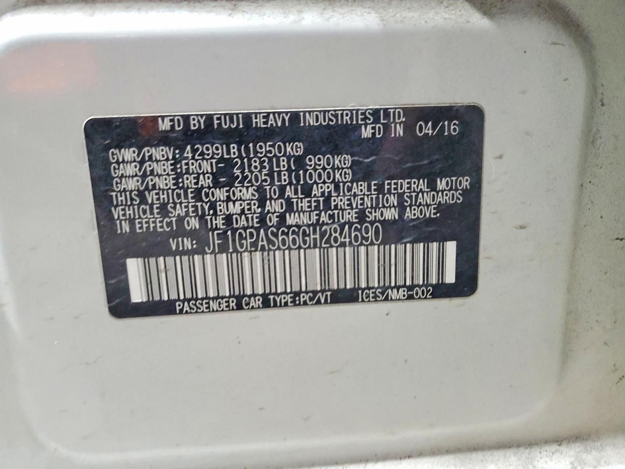 2016 Subaru Impreza Sport