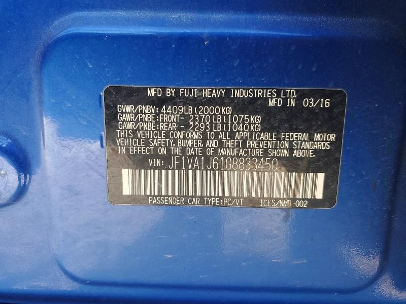 2016 Subaru Wrx Limited