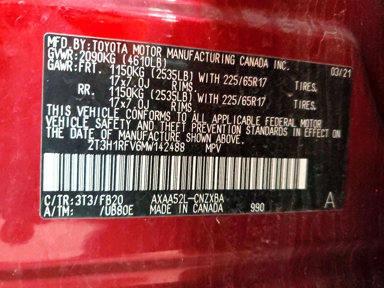 2021 Toyota Rav4 le