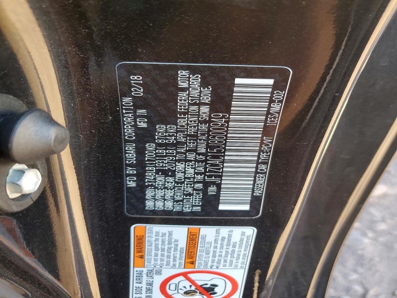 2018 Subaru Brz 2.0 Limited