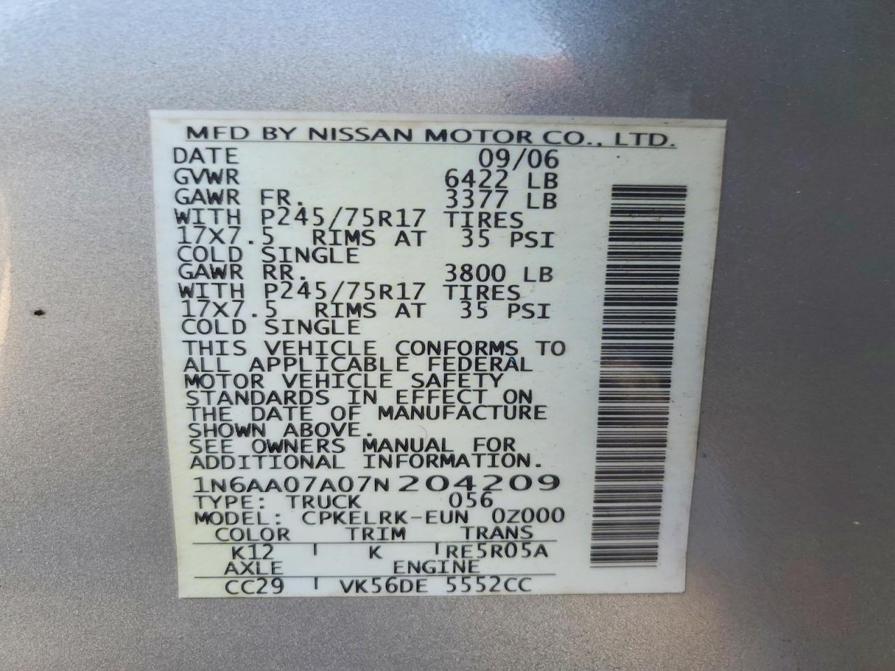 2007 Nissan Titan XE