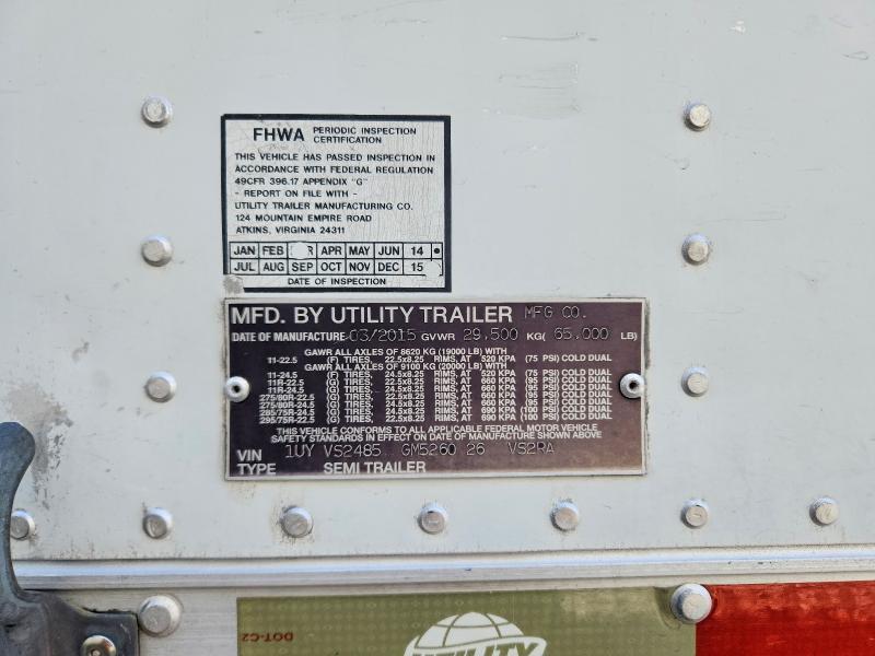 2016 Utility VS2RA Refrigerated Van Trailer