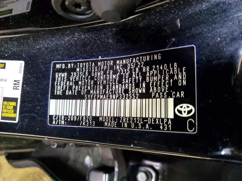 2022 Toyota Corolla le