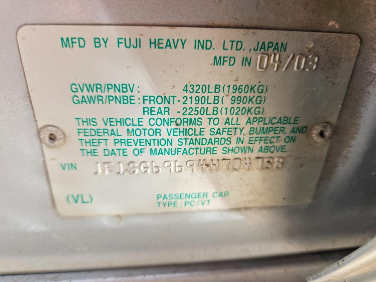 2004 Subaru Forester 2.5xt
